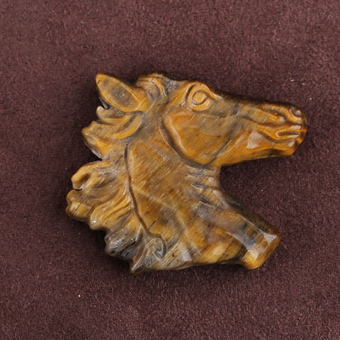 Carved Stone Crystal Horse Pendant, Natural Gemstone Horse Head, Crystal Horse Beads for Necklace Making, Rose Quartz Obsidian horse bead