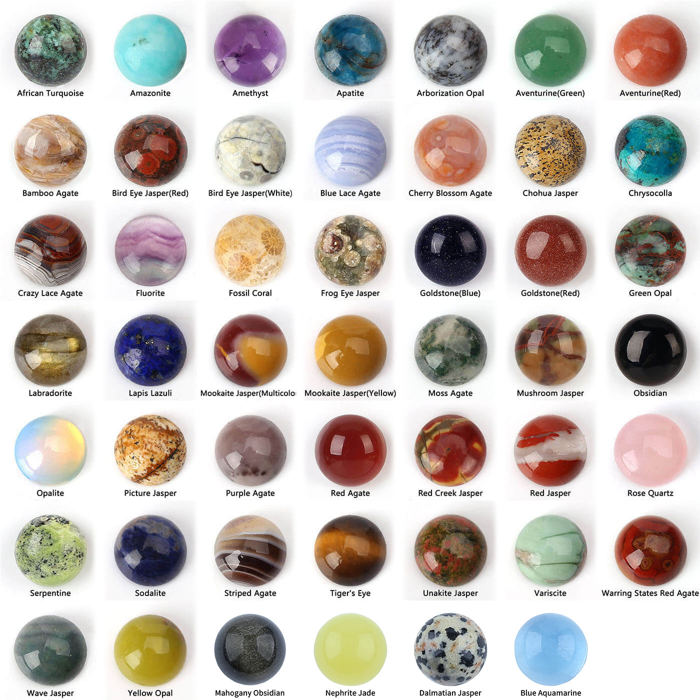 60 Cabochons En Pierres Semi-rondes - 20 Styles De Quartz Et Cristal 10mm Pour Bijoux DIY