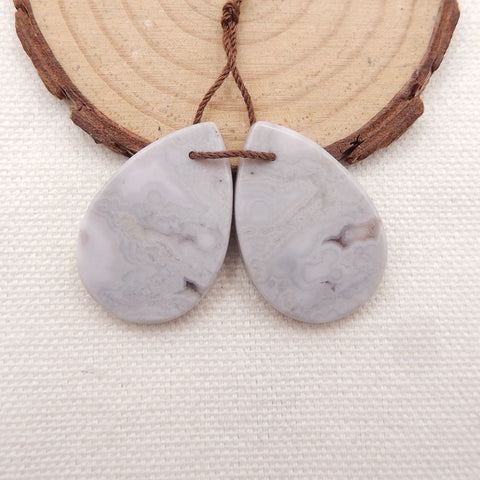 Natural Purple Agate Earring Beads 30x20x4mm, 9.1g