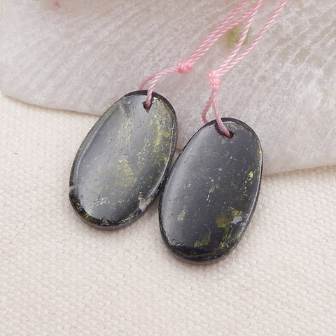 Natural Green Kyanite Earring Beads 26x13x3mm, 5.4g