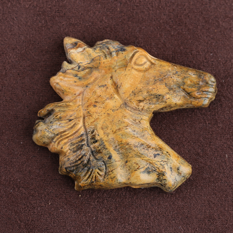 Carved Stone Crystal Horse Pendant, Natural Gemstone Horse Head, Crystal Horse Beads for Necklace Making, Rose Quartz Obsidian horse bead