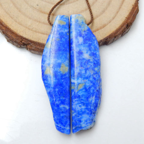 Paire de Boucles d'Oreilles Pépite Lapis Lazuli, pierre pour Boucles d'Oreilles, 41x14x4mm, 8.1g
