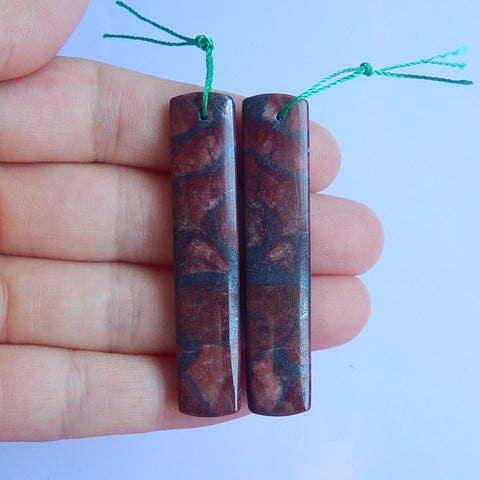 Natural Wonder Stone 矩形耳环一对,用于制作耳环的石头,53x11x4mm,9.2g
