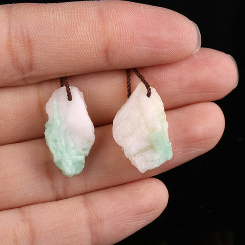 Paire de boucles d'oreilles vert émeraude pépite, pierre pour la fabrication de boucles d'oreilles, 15x11x8mm, 14x11x7mm, 2.6g