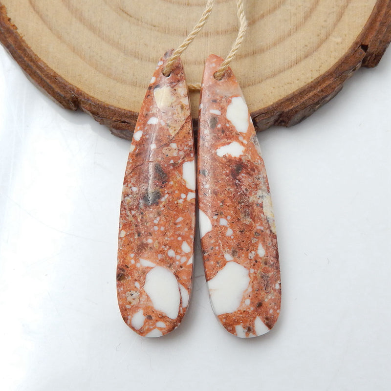 Natural Howlite Earring Beads 41x11x4mm, 6.4g