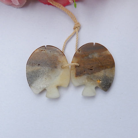 Natural Amazonite Carved Fish Earring Beads 28x25x4mm, 8.6g