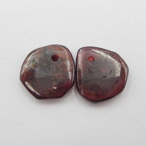 Paire de boucles d'oreilles irrégulières en grenat, pierre pour la fabrication de boucles d'oreilles, 13x12x3mm, 2.4g