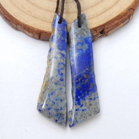 Paire de Boucles d'Oreilles Pépite Lapis Lazuli, pierre pour Boucles d'Oreilles, 41x14x4mm, 8.1g