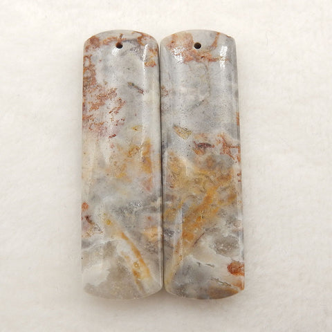 矩形疯狂蕾丝玛瑙耳环石一对,用于制作耳环的石头,45x13x4mm,9.4g