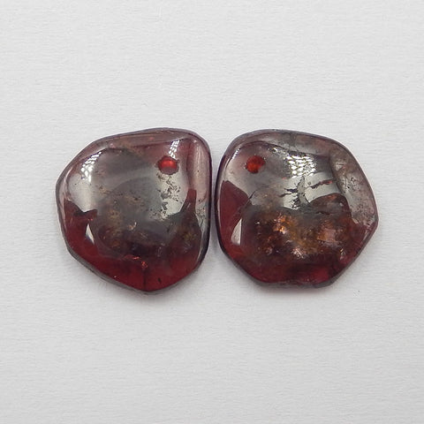Paire de boucles d'oreilles irrégulières en grenat, pierre pour la fabrication de boucles d'oreilles, 13x12x3mm, 2.4g