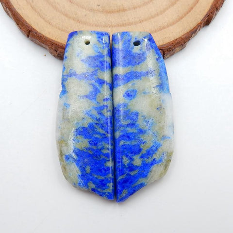 Paire de Boucles d'Oreilles Pépite Lapis Lazuli, pierre pour Boucles d'Oreilles, 41x14x4mm, 8.1g