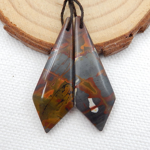 Natural Red Creek Jasper Earring Beads 41x11x3mm, 3.3g