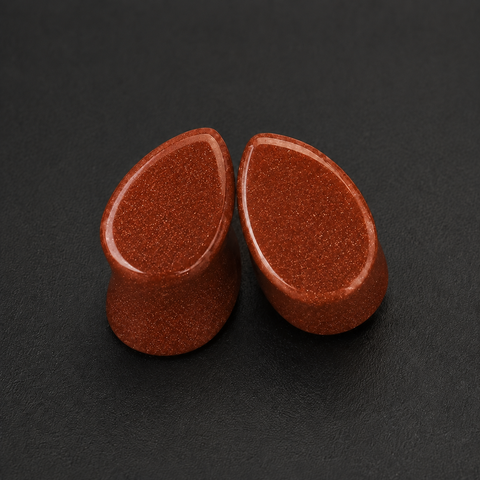 Red Sand Sun Sitara Teardrop Stone Plugs – Handcrafted Sparkle Body Jewelry
