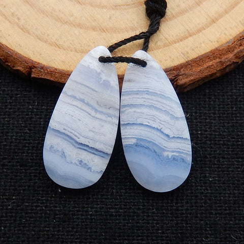 Blue Lace Agate Teardrop Boucles d'oreilles Stone Pair, pierre pour la fabrication de boucles d'oreilles, 25x10x4mm, 3.8g