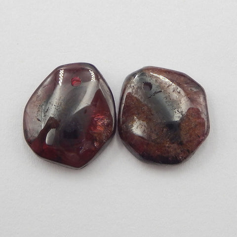 Paire de boucles d'oreilles irrégulières en grenat, pierre pour la fabrication de boucles d'oreilles, 13x12x3mm, 2.4g