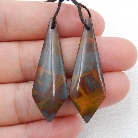 Natural Red Creek Jasper Earring Beads 41x11x3mm, 3.3g
