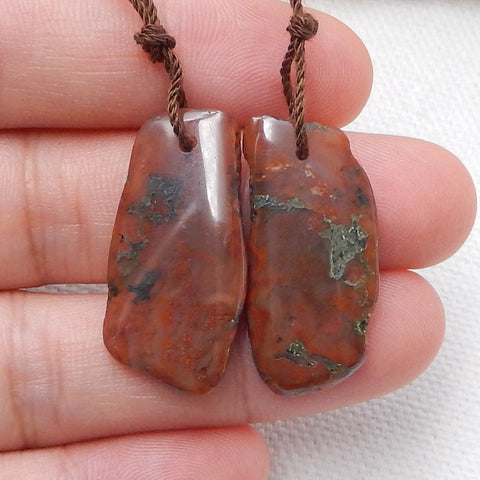 Paire de boucles d'oreilles en agate pépite, pierre pour la fabrication de boucles d'oreilles, 23x14x3mm, 22x14x3mm, 3.4g