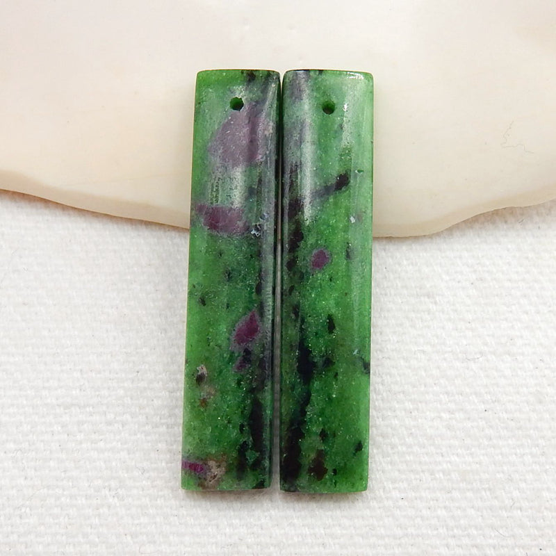 Natural Ruby And Zoisite Earring Beads 38x8x4mm, 7.7g