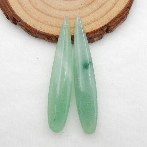 Boucles d'Oreilles Pendantes Pierre Paire Nature Vert Aventurine Larme Boucles d'Oreilles Paire, 51x9x5mm, 6.9g