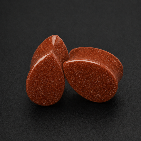 Red Sand Sun Sitara Teardrop Stone Plugs – Handcrafted Sparkle Body Jewelry