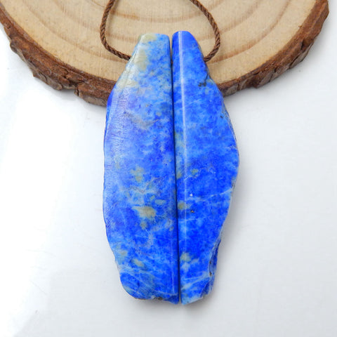 Paire de Boucles d'Oreilles Pépite Lapis Lazuli, pierre pour Boucles d'Oreilles, 41x14x4mm, 8.1g
