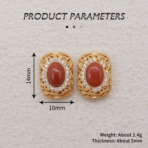 1 PC Silver Gold Plated Natural High Quality Red River Jasper Pendant Bead,Jewelry DIY Making,14×10x5mm, 2.4g