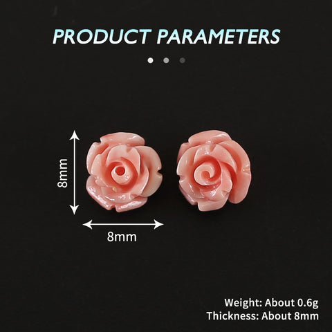 BITEFU 1Pair Pink Conch Shell (Made Of Powder Of Shell, Color Is Enhanced ) Flower, 0.6g