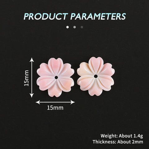 BITEFU 1Pair Carved Natural Pink Shell Flower , Queen Conch Shell Beads, Popular Pink Flower Beads, 1.4g