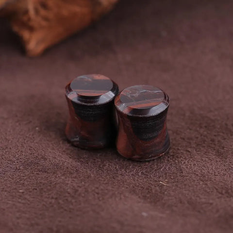 red tiger eye stone ear plugs double flare gauges