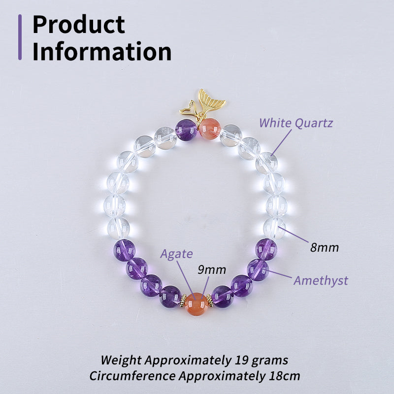 Handmade Natural Gemstone Bracelet, Unique Jewelry Gift, Colorful Bracelet, 18cm, 8/9mm, 19g