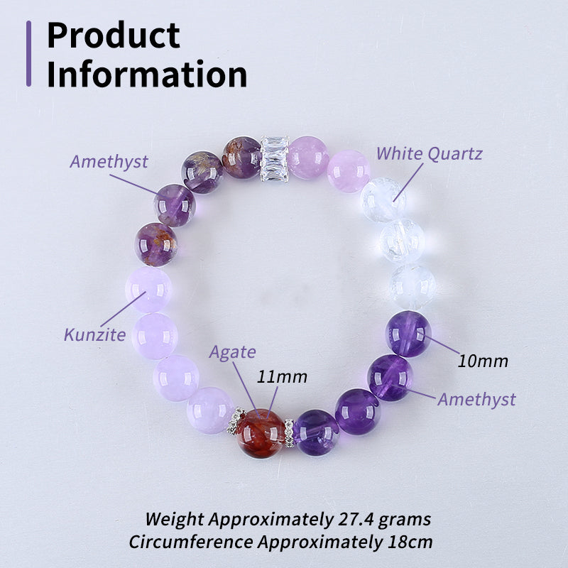 Handmade Natural Gemstone Bracelet, Unique Jewelry Gift, Colorful Bracelet, 18cm, 10/11mm, 27.4g