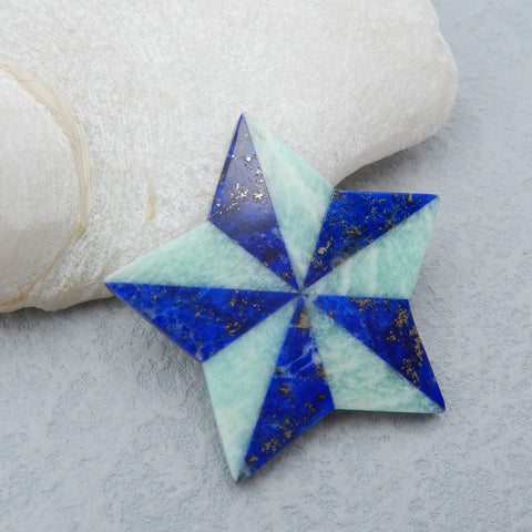 Vente chaude!! Cabochon collé en Lapis Lazuli naturel Amazonite, 48X48X3mm, 15.9g