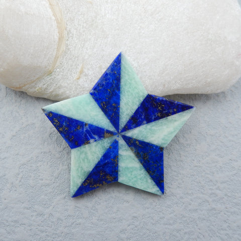 Vente chaude!! Cabochon collé en Lapis Lazuli naturel Amazonite, 48X48X3mm, 15.9g