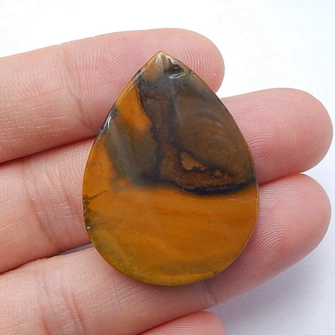 Natural Us Biggs Jasper Teardrop Gemstone Cabochon, 32x24x4mm, 5.5g - MyGemGarden