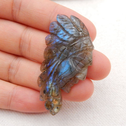 Vintage Hand Carved Labradorite Gemstone Indian Head Pendant , 45x23x6mm, 7.3g - MyGemGarden