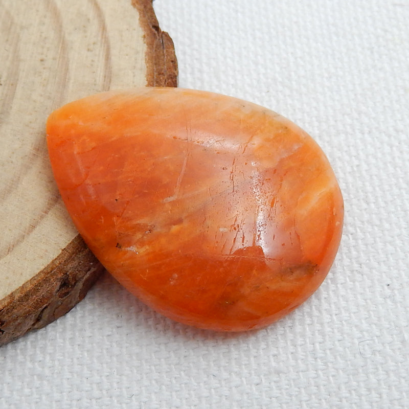 Natural Rhodonite Teardrop Gemstone Cabochon, 33x26x6mm, 7.5g - MyGemGarden