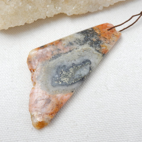 Natural Stone Argentina Rhodochrosite Drilled Gemstone Pendant Bead, 76x36x5mm, 26.1g - MyGemGarden