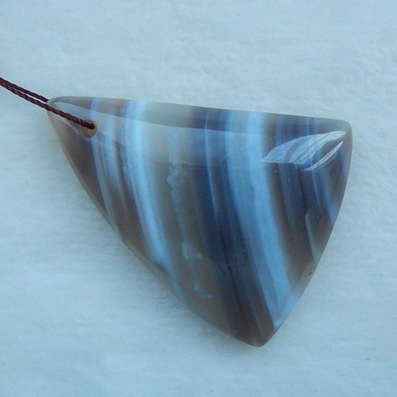 Stripe Agate Gemstone Natural Pendant Bead, 45x35x8mm, 15.3g - MyGemGarden