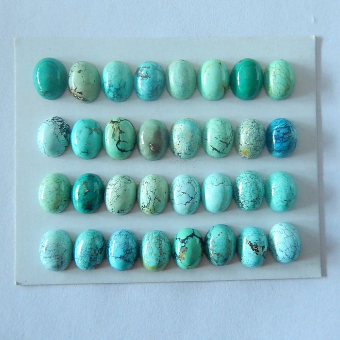 32 PCS Precious Round Shape Turquoise Cabochons 9x7x4mm 11.3g - MyGemGarden