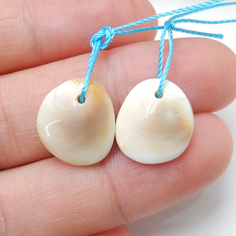 Natural Conch Shell Earrings Pair stone for Earrings making, 13x12x4mm, 2.3g - MyGemGarden