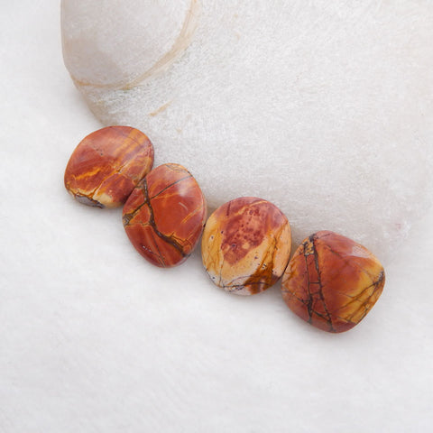 4 PCS Natural Red Creek Jasper Cabochons 18X4mm, 10.1g