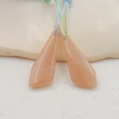 Sunstone Earrings Stone Pair, stone for earrings making, 22x13x4mm, 1.9g - MyGemGarden