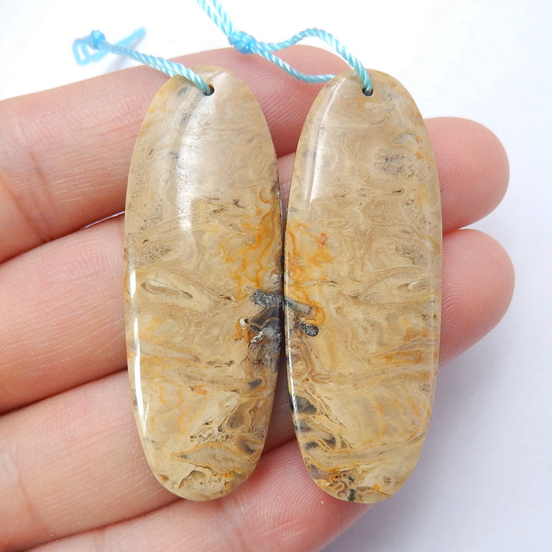 Natural spot stone Oval Earrings Pair, stone for Earrings making, 46x17x6mm, 15.38g - MyGemGarden