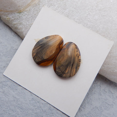 Natural Biggs Jasper Cabochons Paired 12x12x3mm, 2.5g