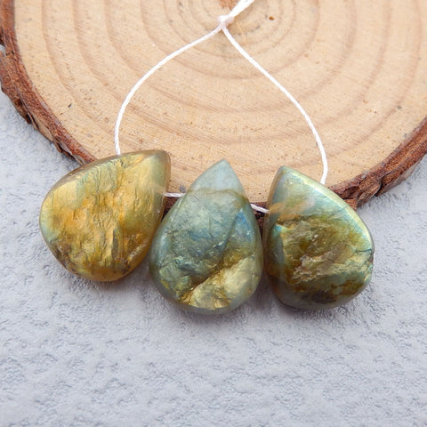 3 PCS Natural Labradorite Pendant Beads 18x13x6mm, 7.6g
