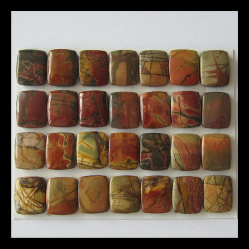 28 PCS Multi Color Picasso Jasper Cabochon 16x13x5mm,16x13x3mm,50g - MyGemGarden