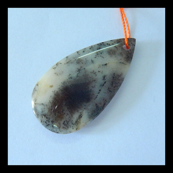 Natural Arborization Opal Gemstone Pendant Bead, 34x18x5mm, 4.5g - MyGemGarden