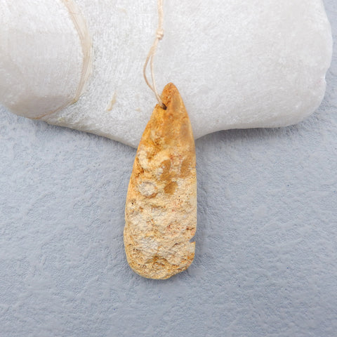 Nugget 印尼化石珊瑚吊坠珠,58x21x11mm,16.5g