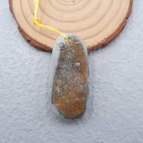 Nugget Drusy 宝石吊坠弯曲,41X19X12mm,14.1g