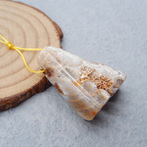 Nugget 印尼化石珊瑚吊坠珠,29X22X13mm,8.6g